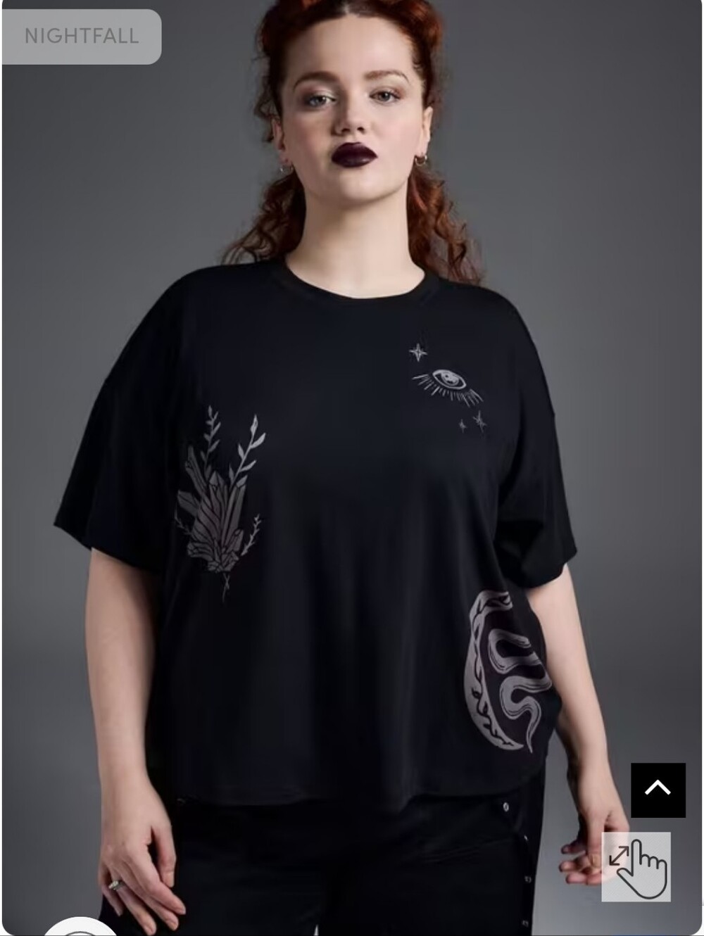 NWT NIGHTFALL OVERSIZED HERITAGE JERSEY CROPPED TEE MYSTICAL SNAKE MOON CRYSTALS